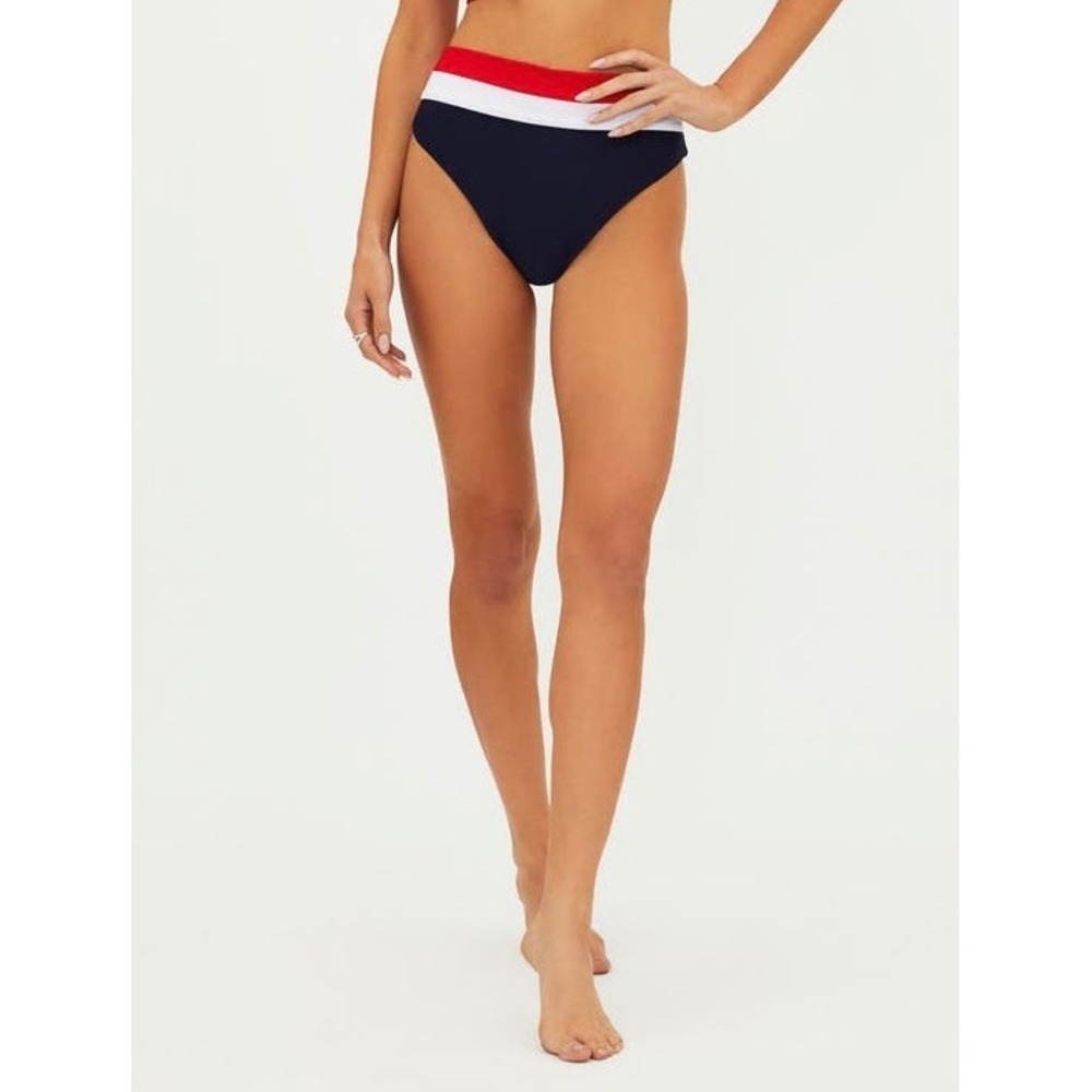 Beach Riot Heidi‎ Colorblock High Waist Rib Bikini Bottoms Size L